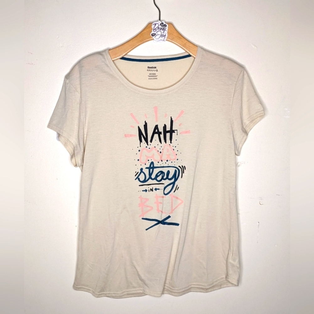 Reebok funny Namaste in Bed Short Sleeve T-Shirt